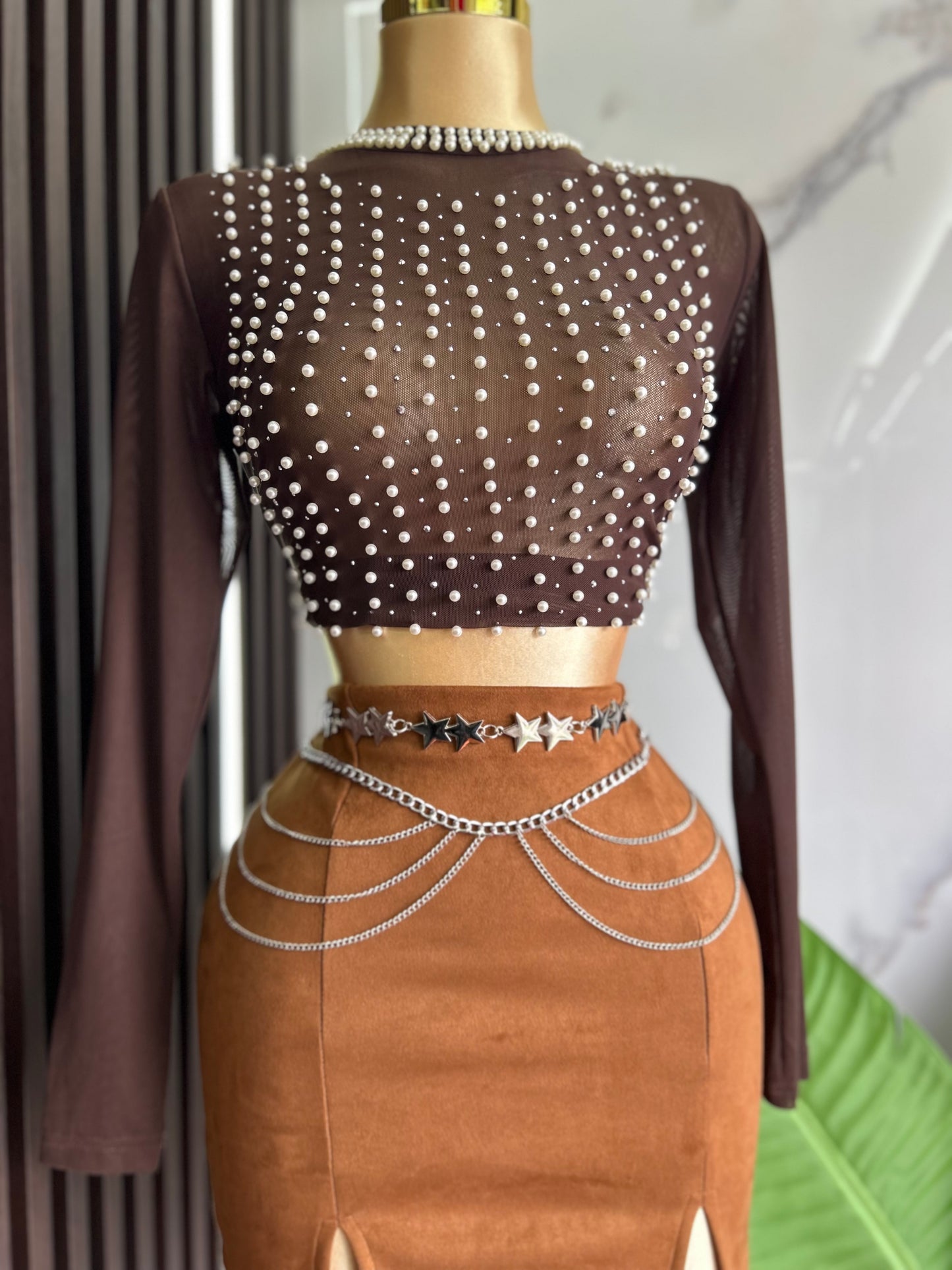 Mesh Brown Top