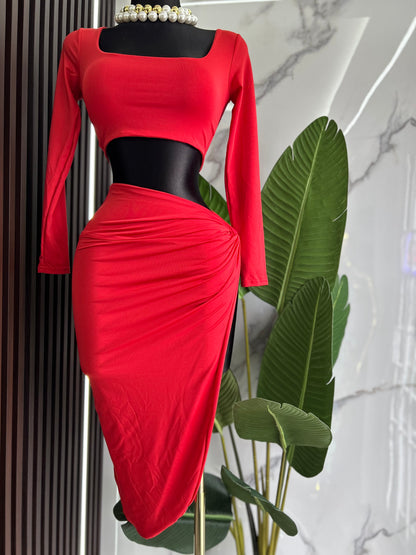 Red Skirt Set