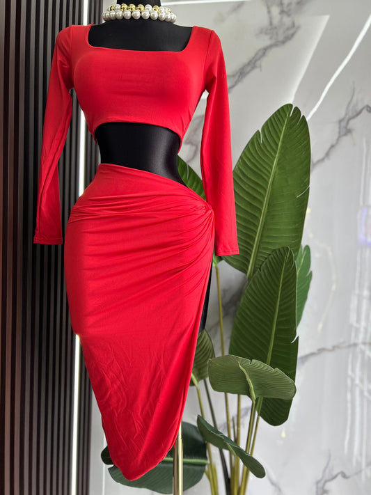 Red Skirt Set