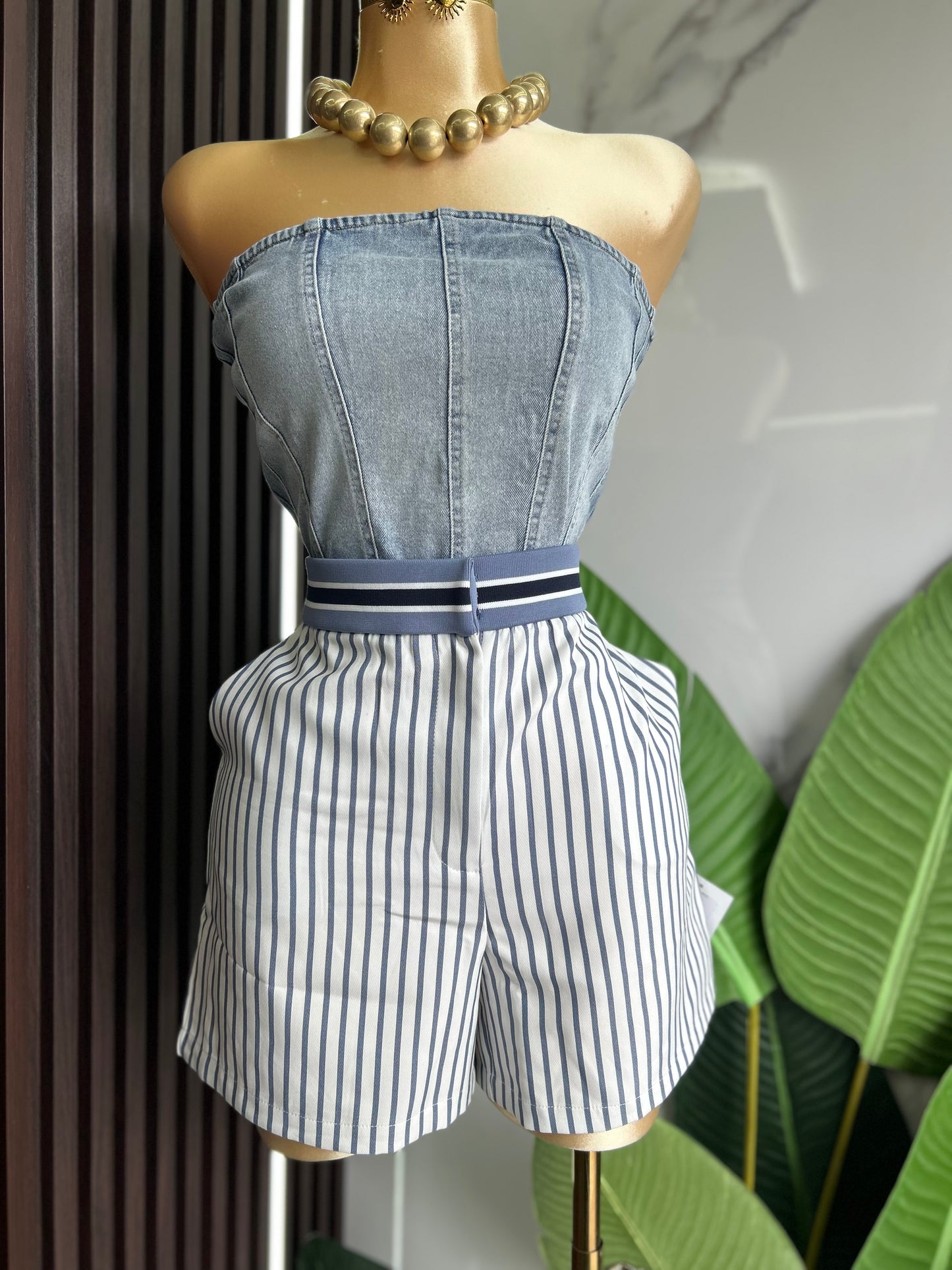 Denim strapless top