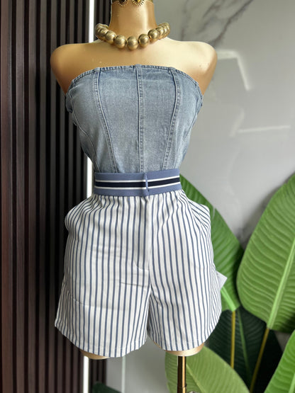 Denim strapless top
