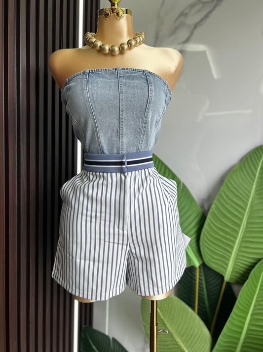 Denim strapless top