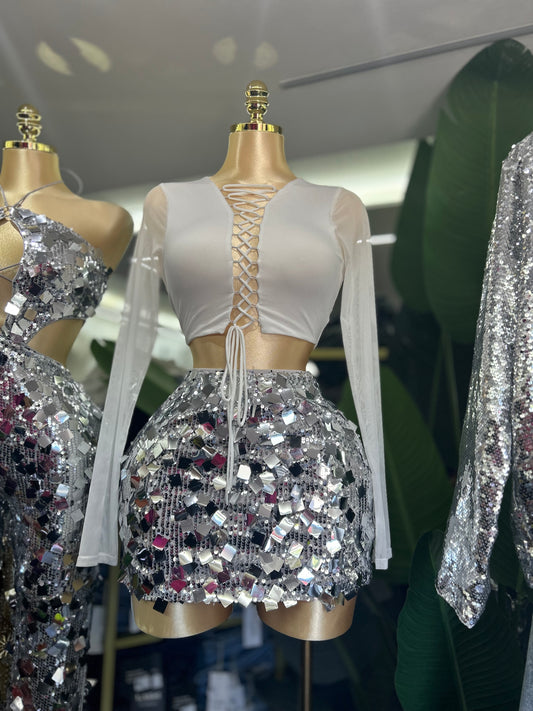 White top manga larga