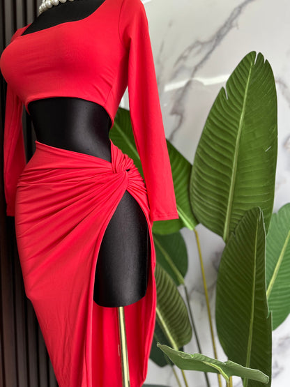 Red Skirt Set