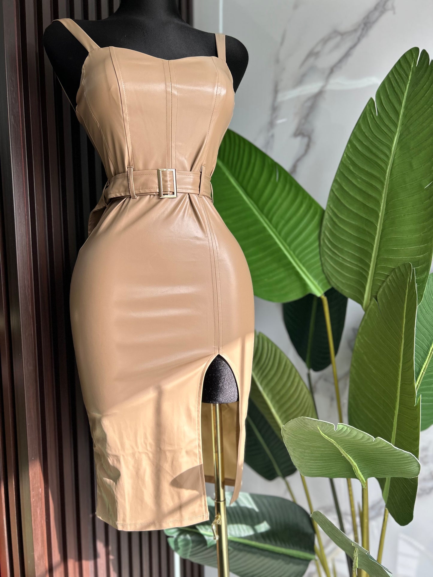 Camel Leather Dress