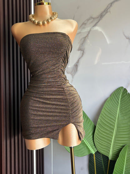 Gold strapless Dress