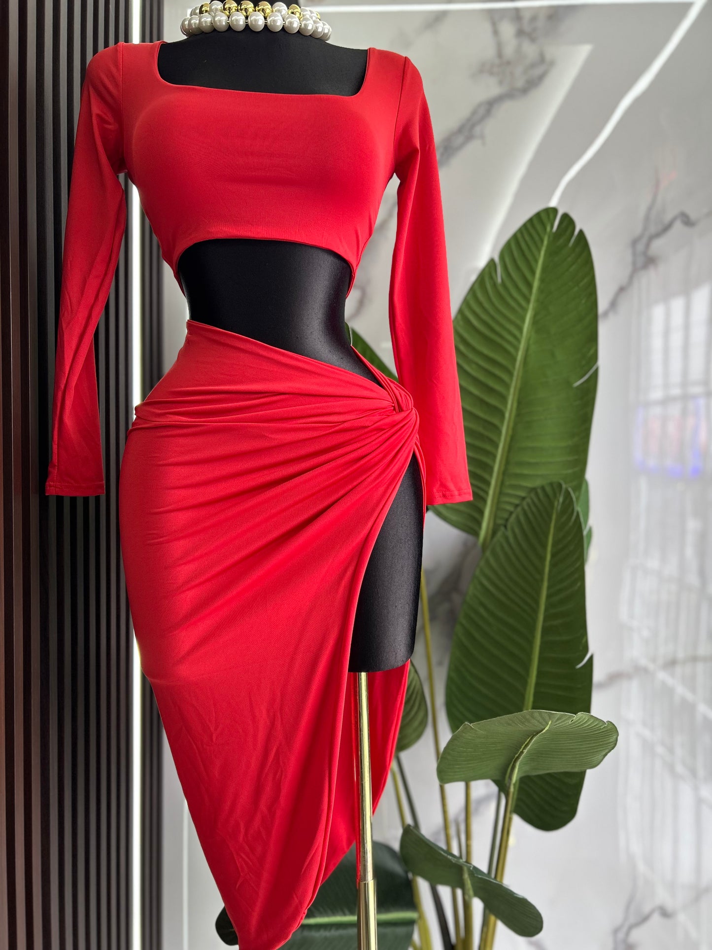 Red Skirt Set
