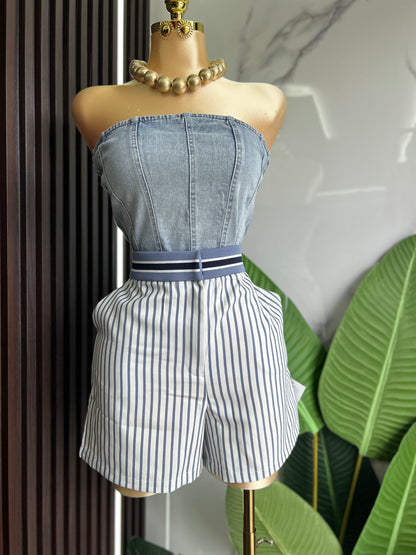 Denim strapless top